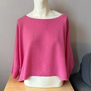 Minnie Rose 100% Cashmere Dolman Sleeves Poncho Cropped Sweater